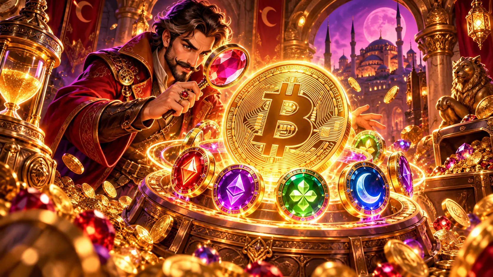 Bonus Merceği için üretilen kripto temalı oyun illüstrasyonu